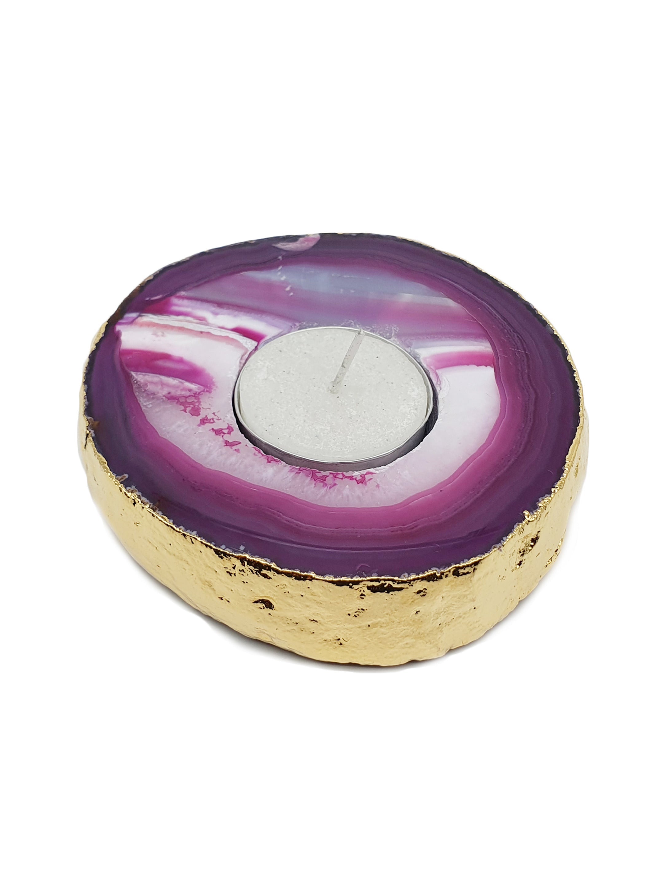 Agate Candle Holder Pink