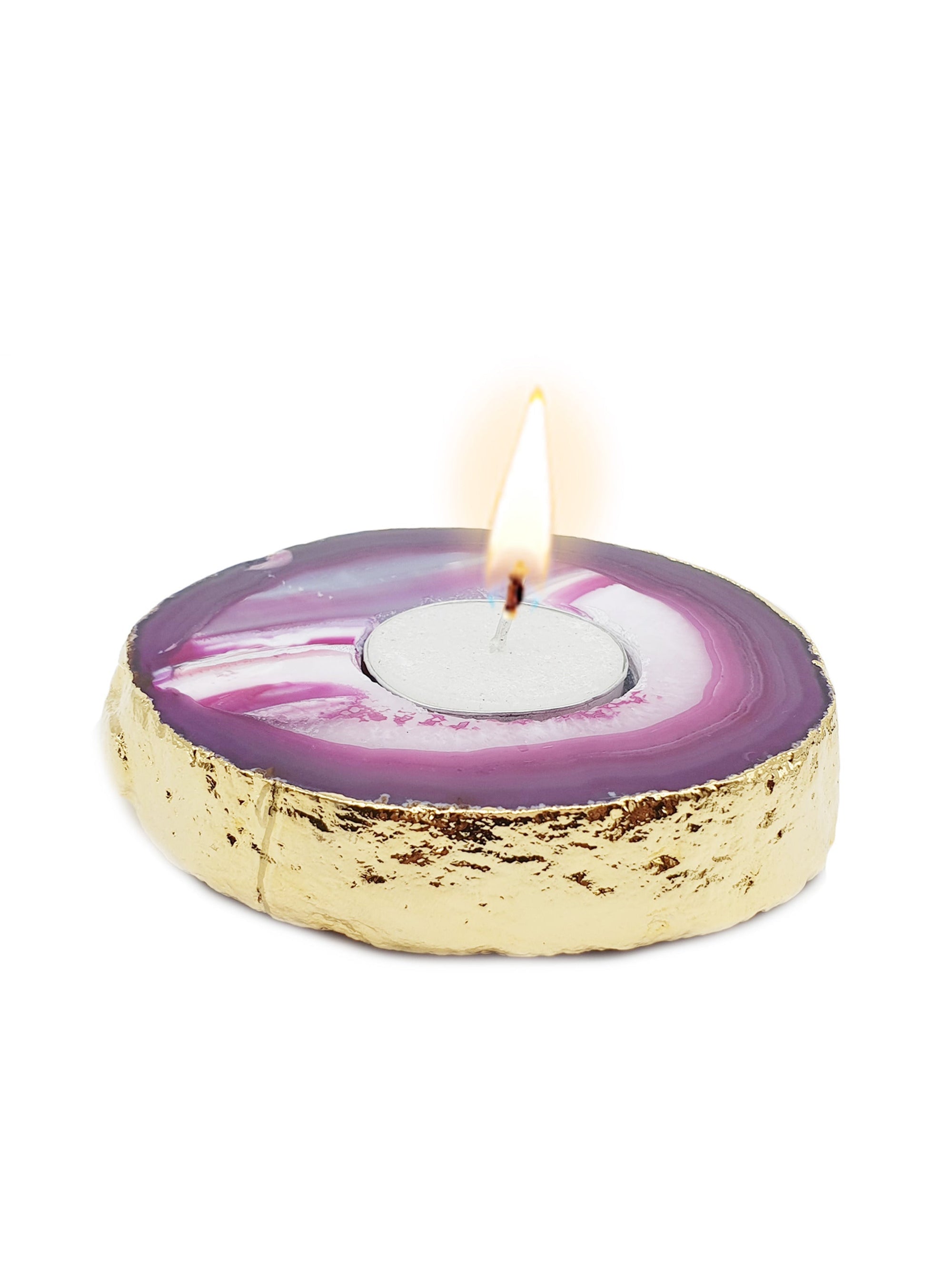 Agate Candle Holder Pink