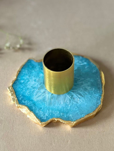 Taper Candle Holder - Agate Turquoise