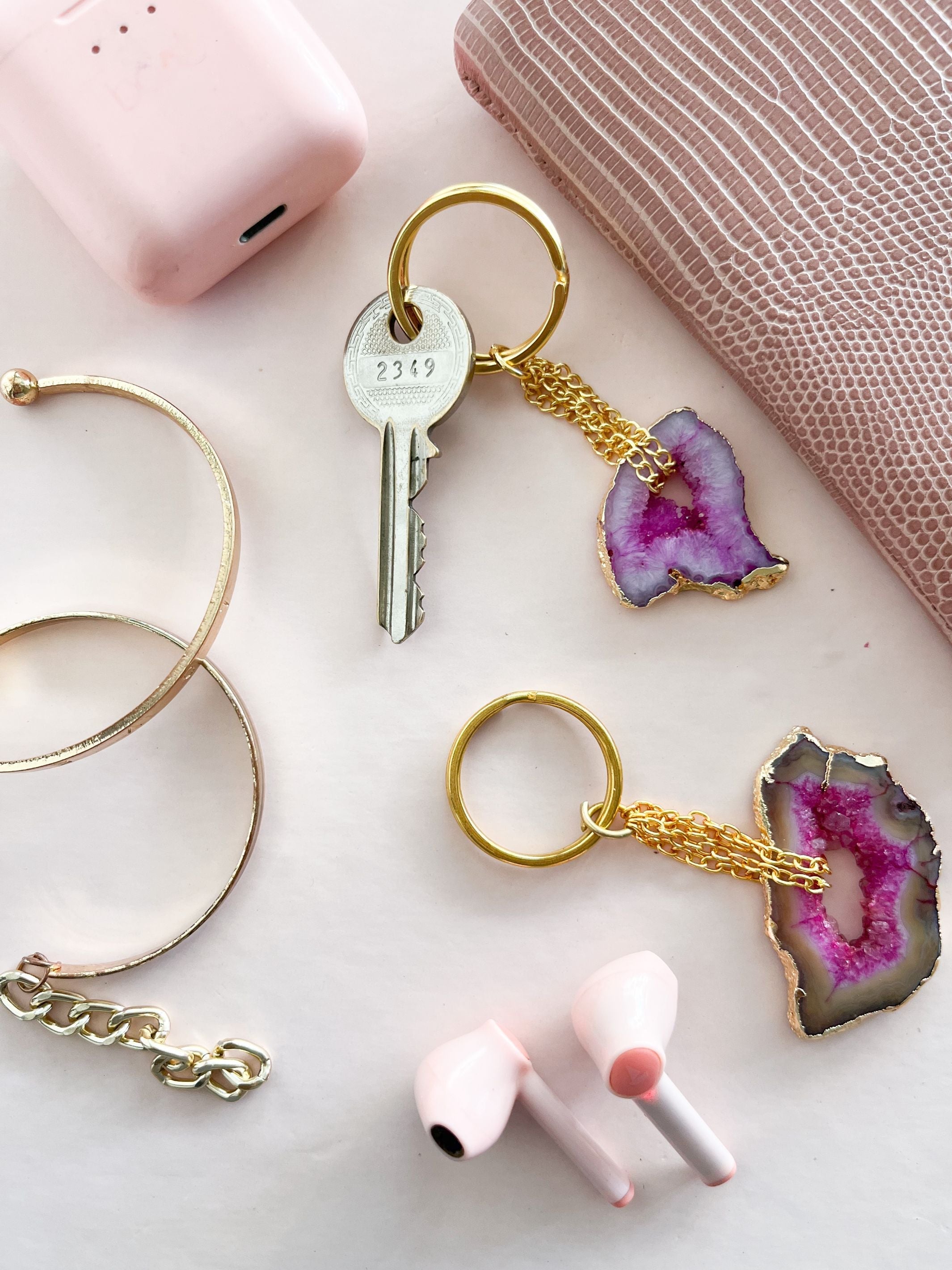 Keychain - Pink Agate