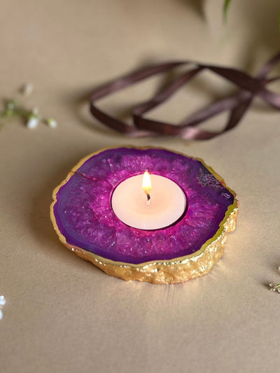 Tea Light Holder - Agate Pink