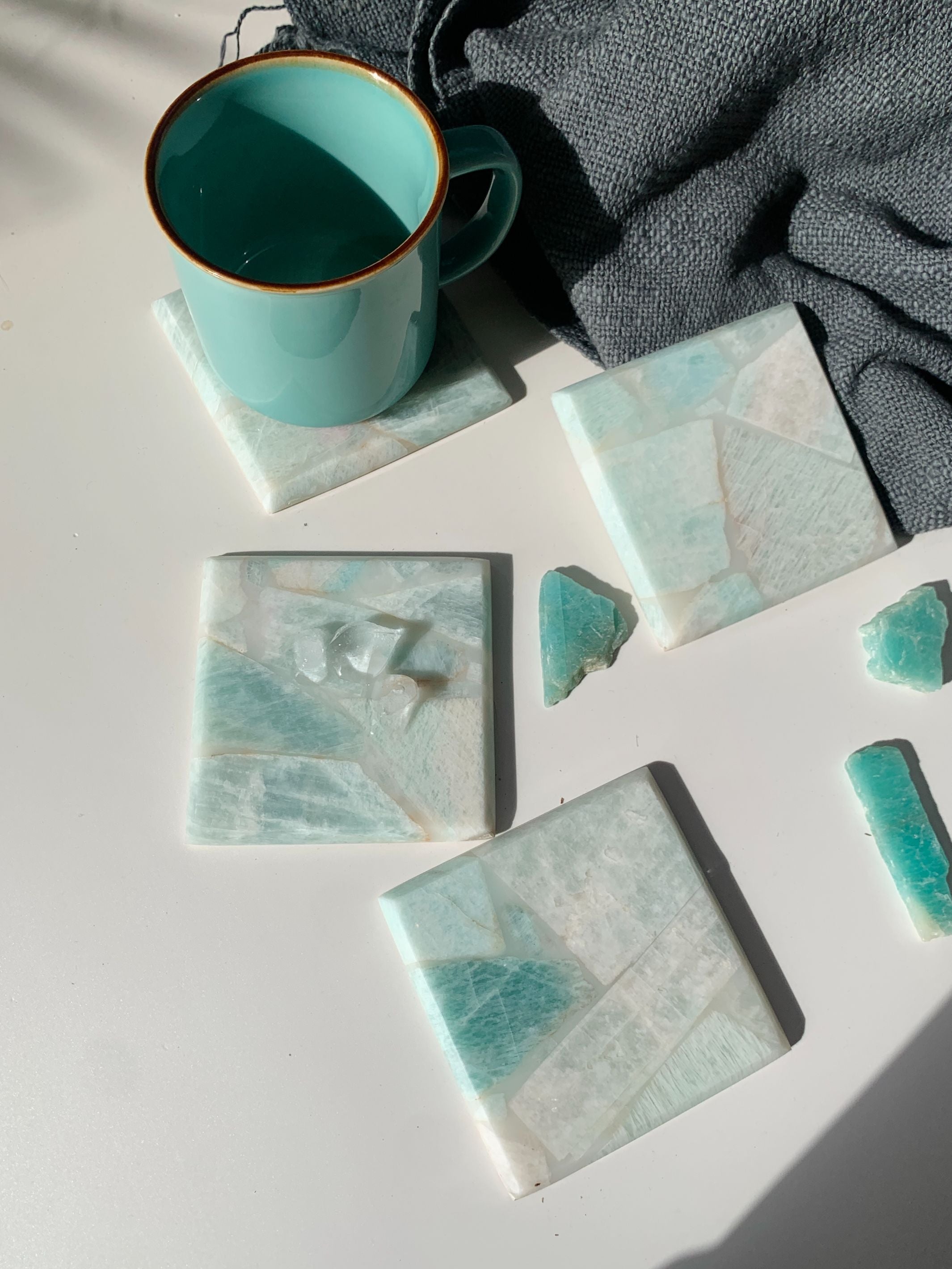 Amazonite Square Coaster Set of 4