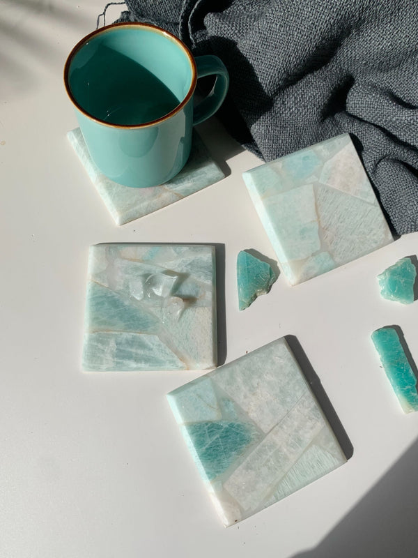 Amazonite Square Coaster Set of 4