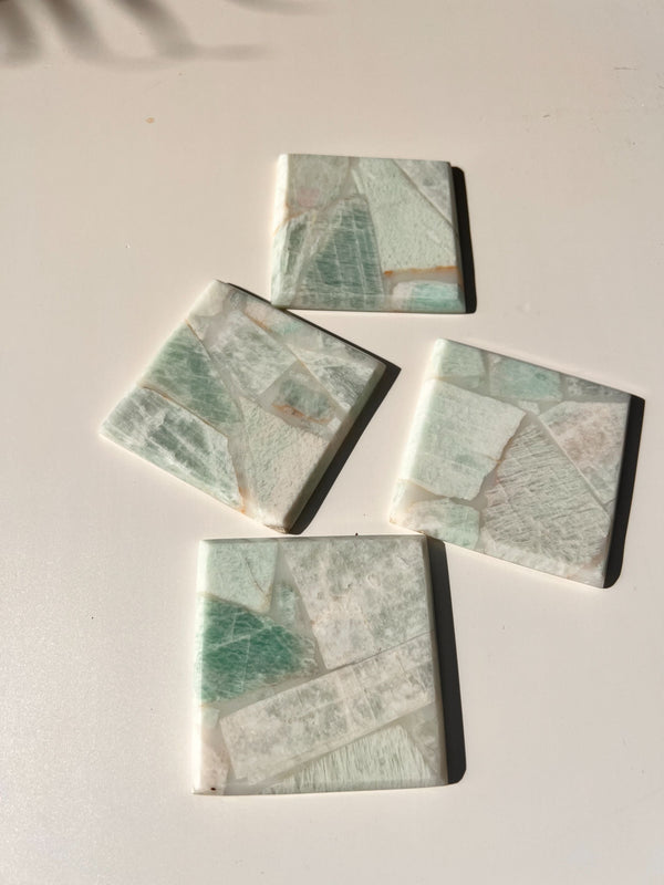 Amazonite Square Coaster Set of 4