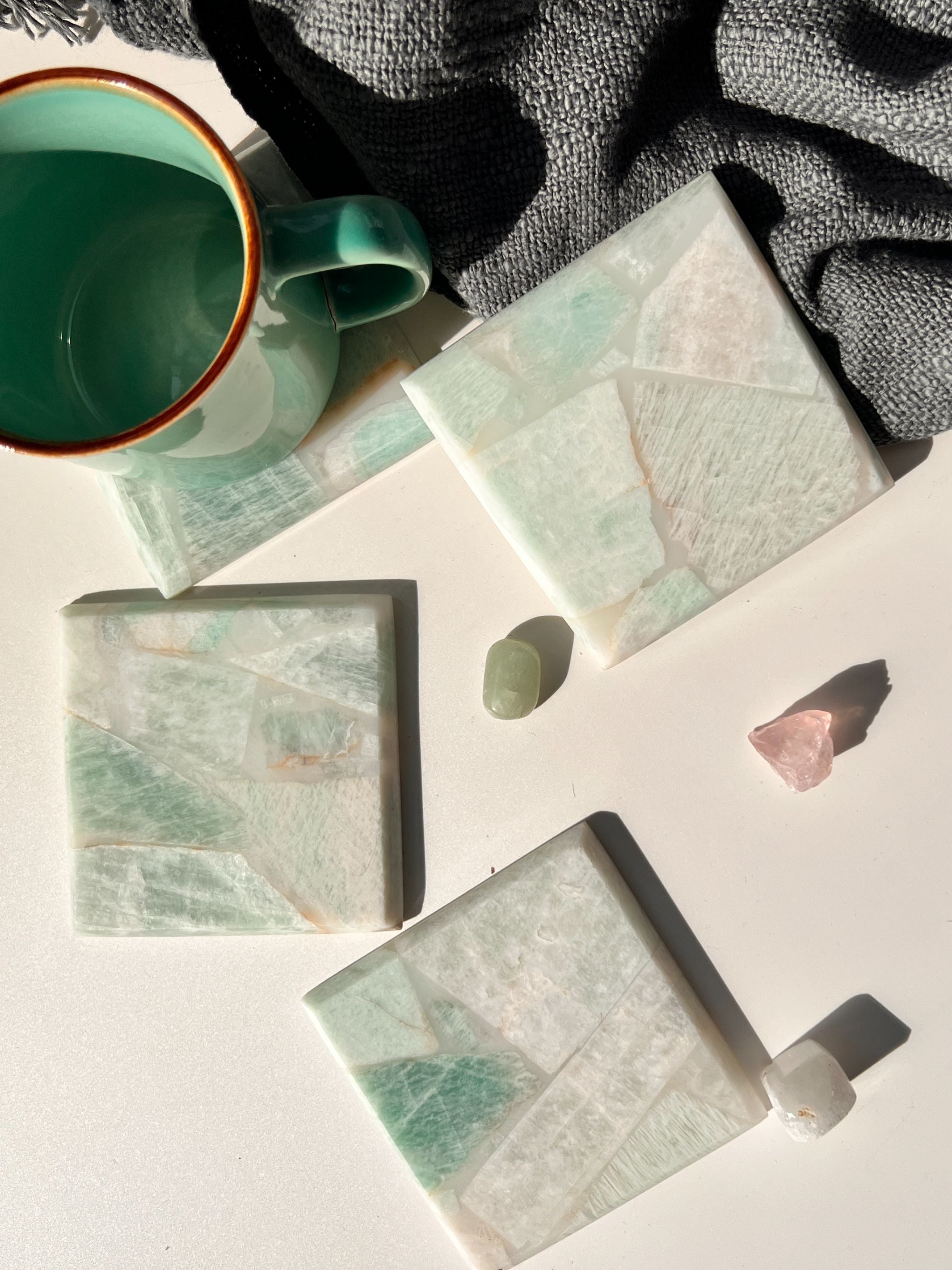 Amazonite Square Coaster Set of 4