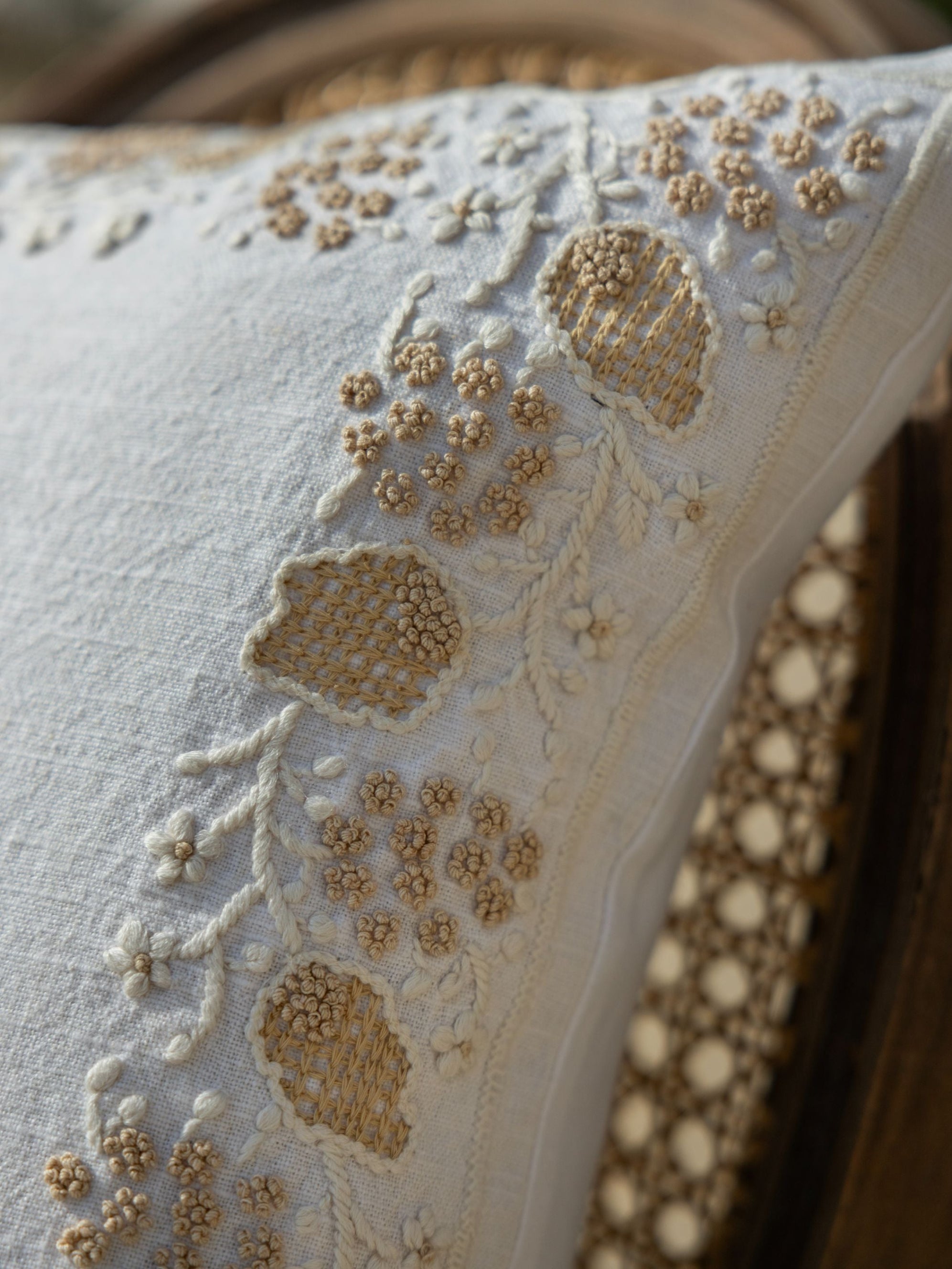 Cushion Cover - Angoor Bela Border Ivory
