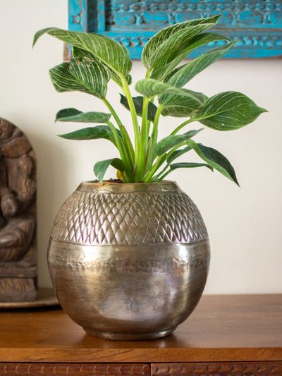 Antique Bronze toned Vintage Handcrafted Vase Planter