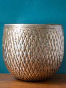 Antique Silver toned Vintage Handcrafted Planter Medium