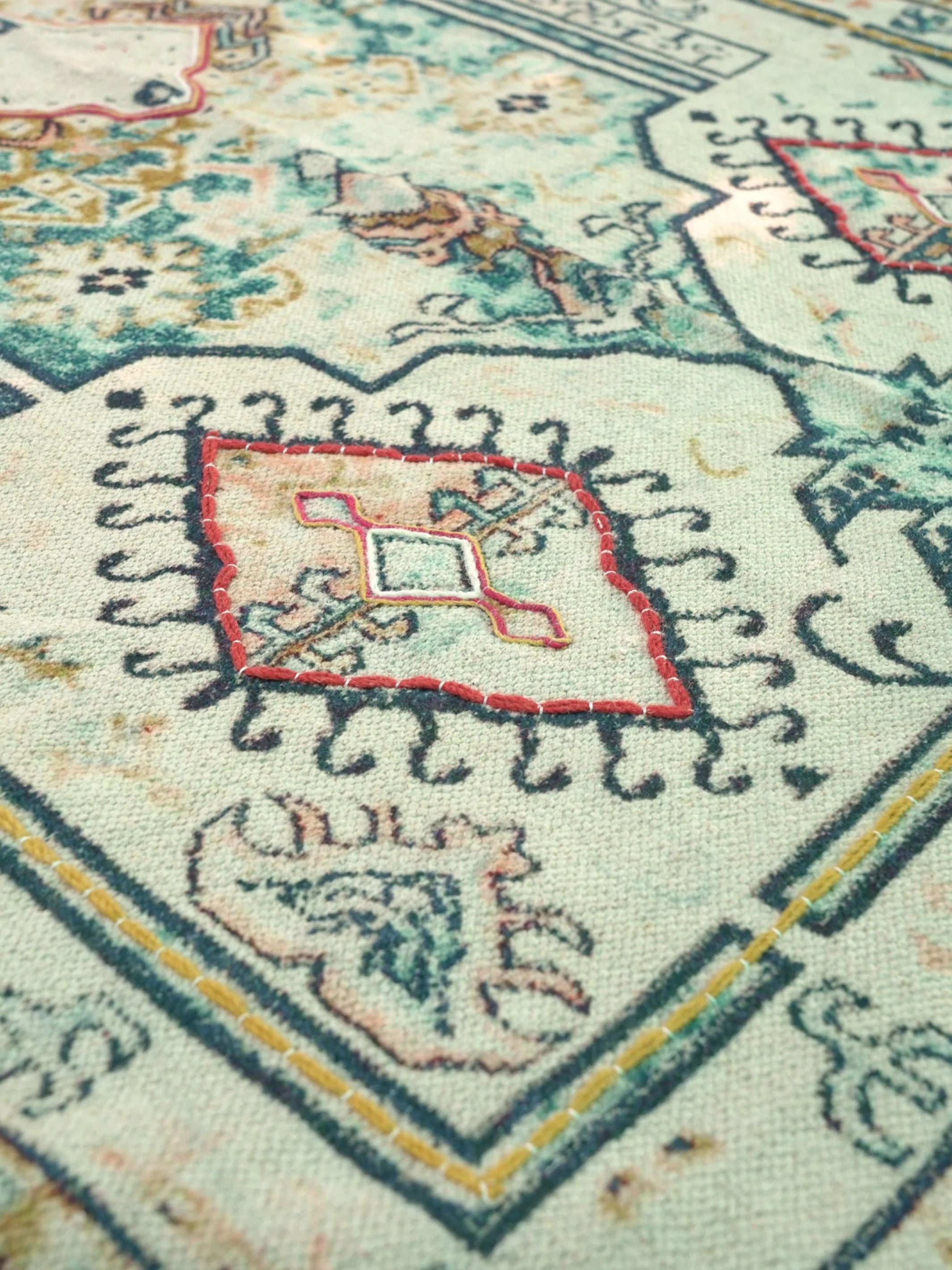 Arev Embroidered Cotton Rug