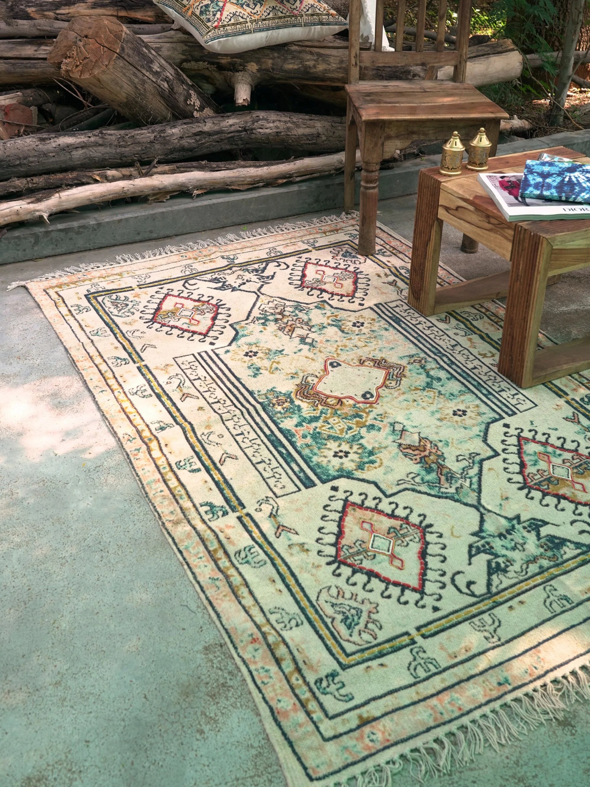 Arev Embroidered Cotton Rug