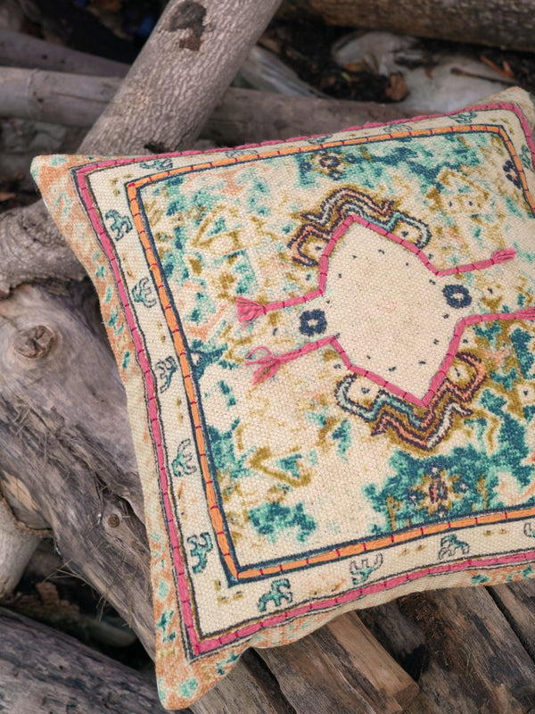 Embroidered Cotton Cushion Cover - Arev