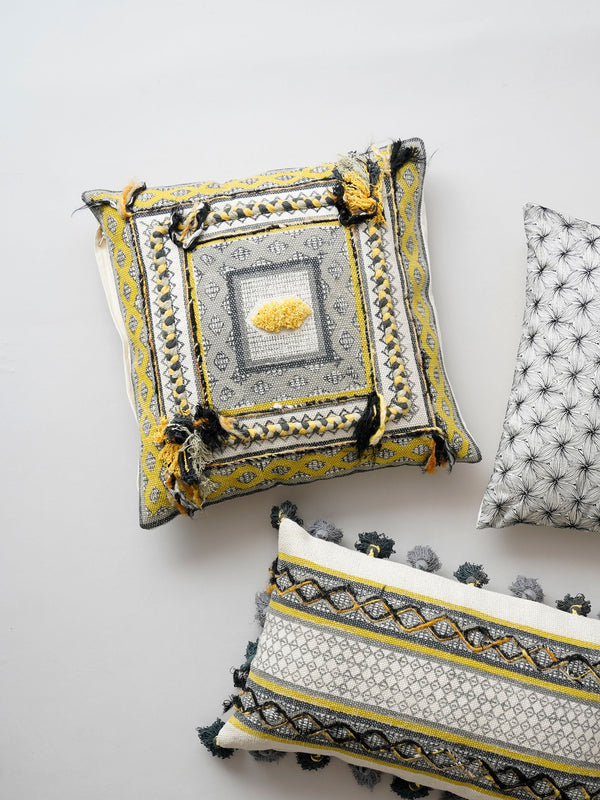 Cushion Cover - Argyle Block Print woven
