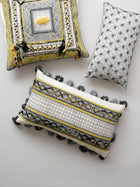 Cushion Cover - Argyle Block Print Woven Tassel