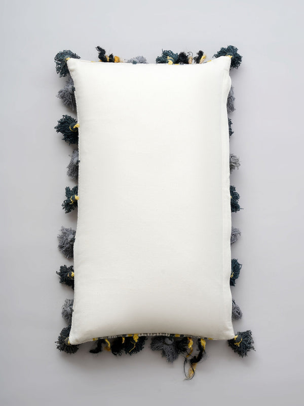 Cushion Cover - Argyle Block Print Woven Tassel
