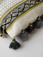 Cushion Cover - Argyle Block Print Woven Tassel