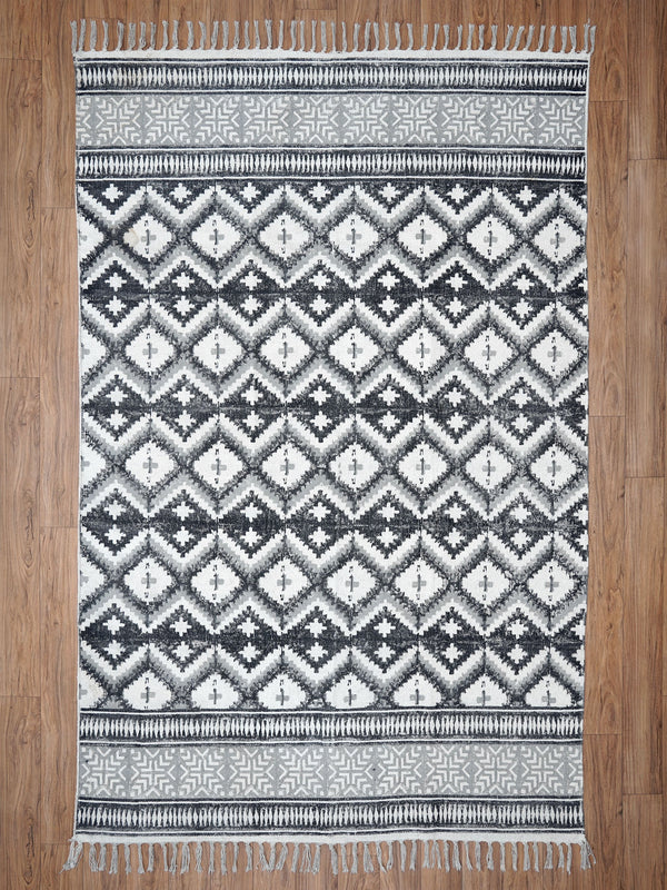 Argyle Block Print Cotton Rug