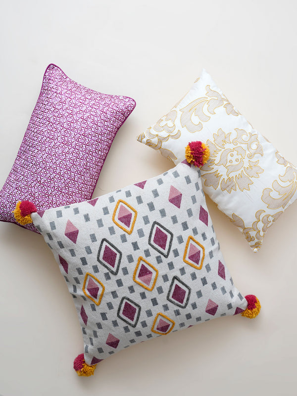 Cushion Cover - Argyle Hand Block Print Woven