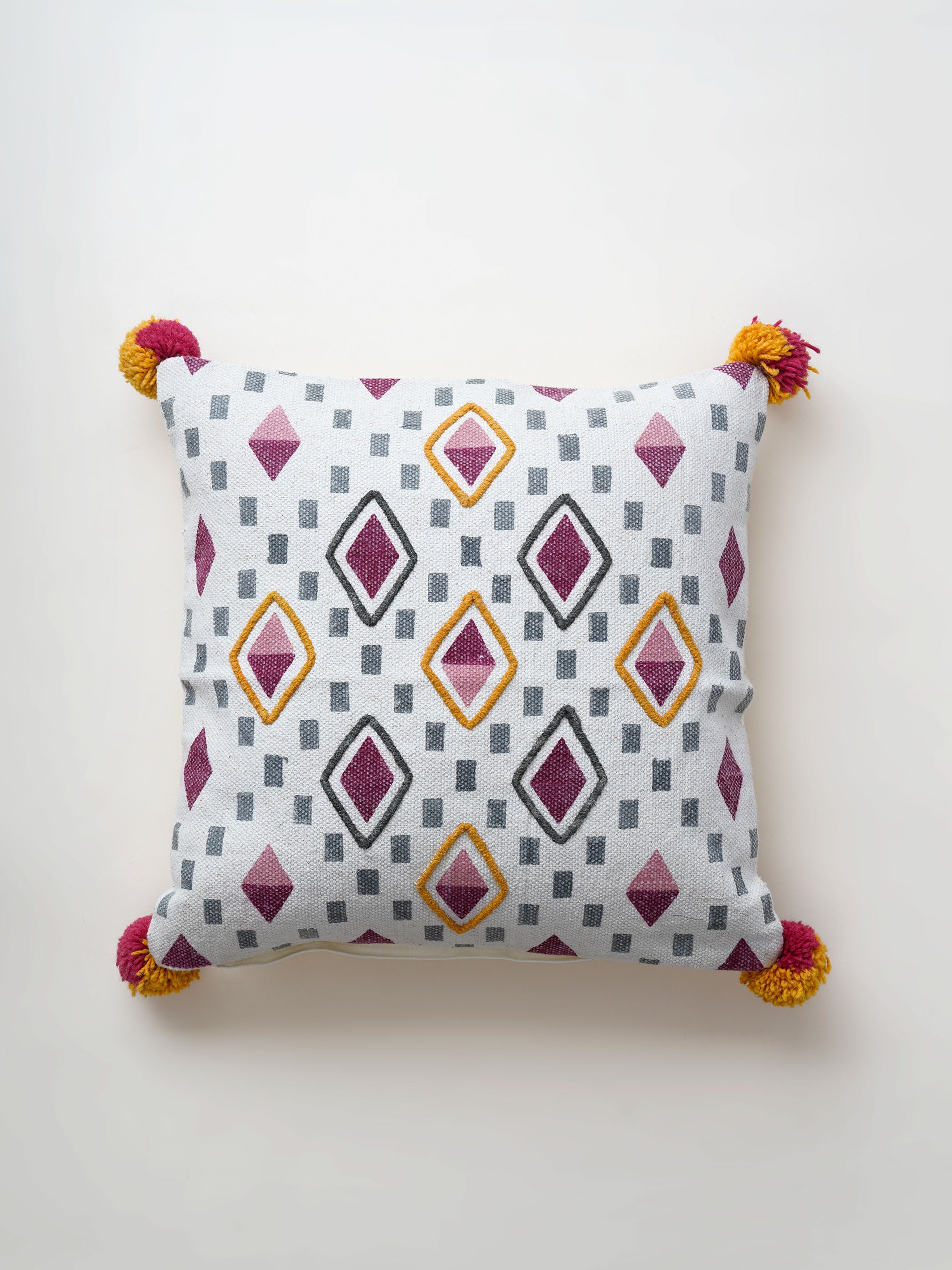Cushion Cover - Argyle Hand Block Print Woven