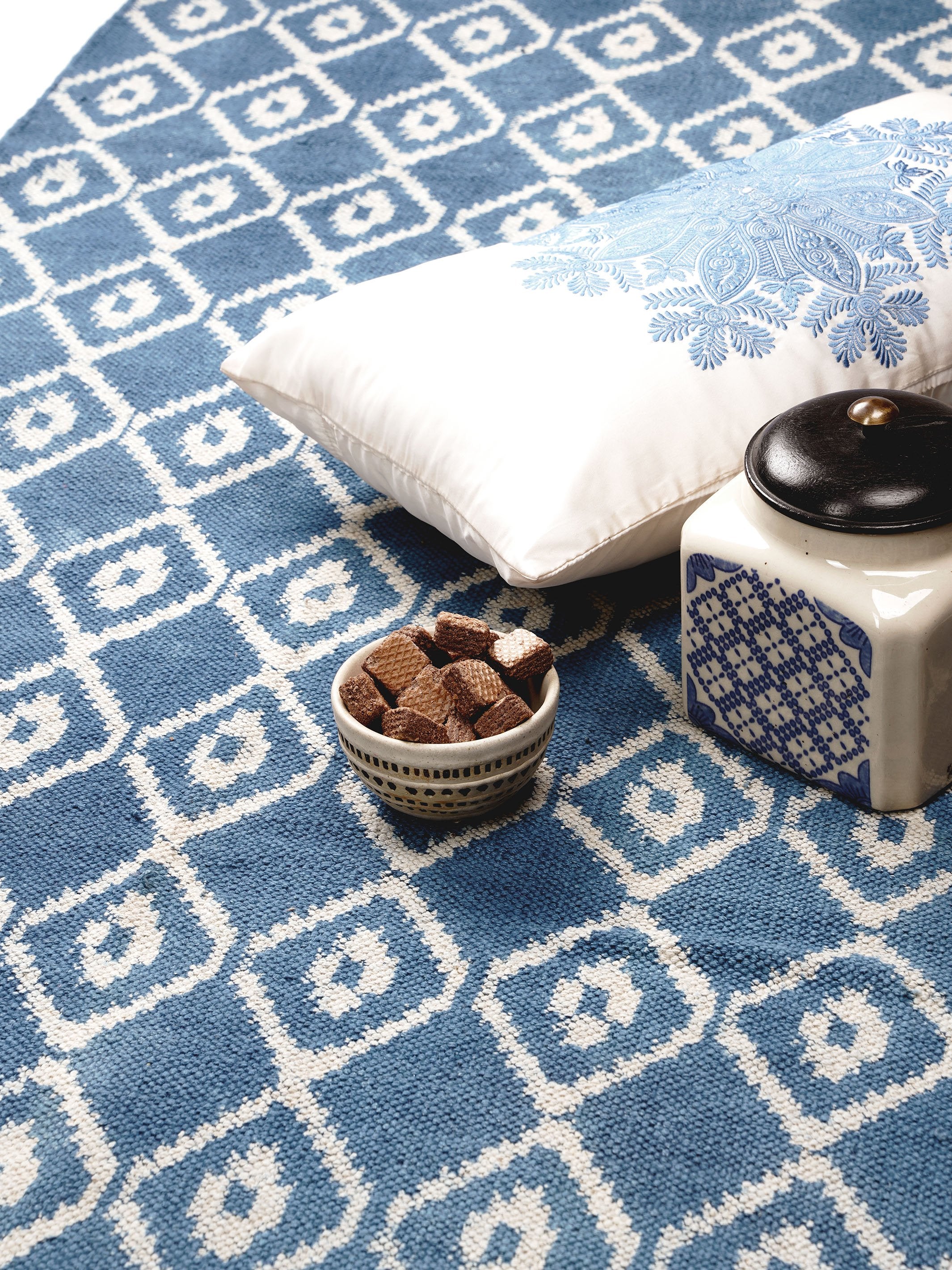 Argyle Hand Woven Cotton Rug
