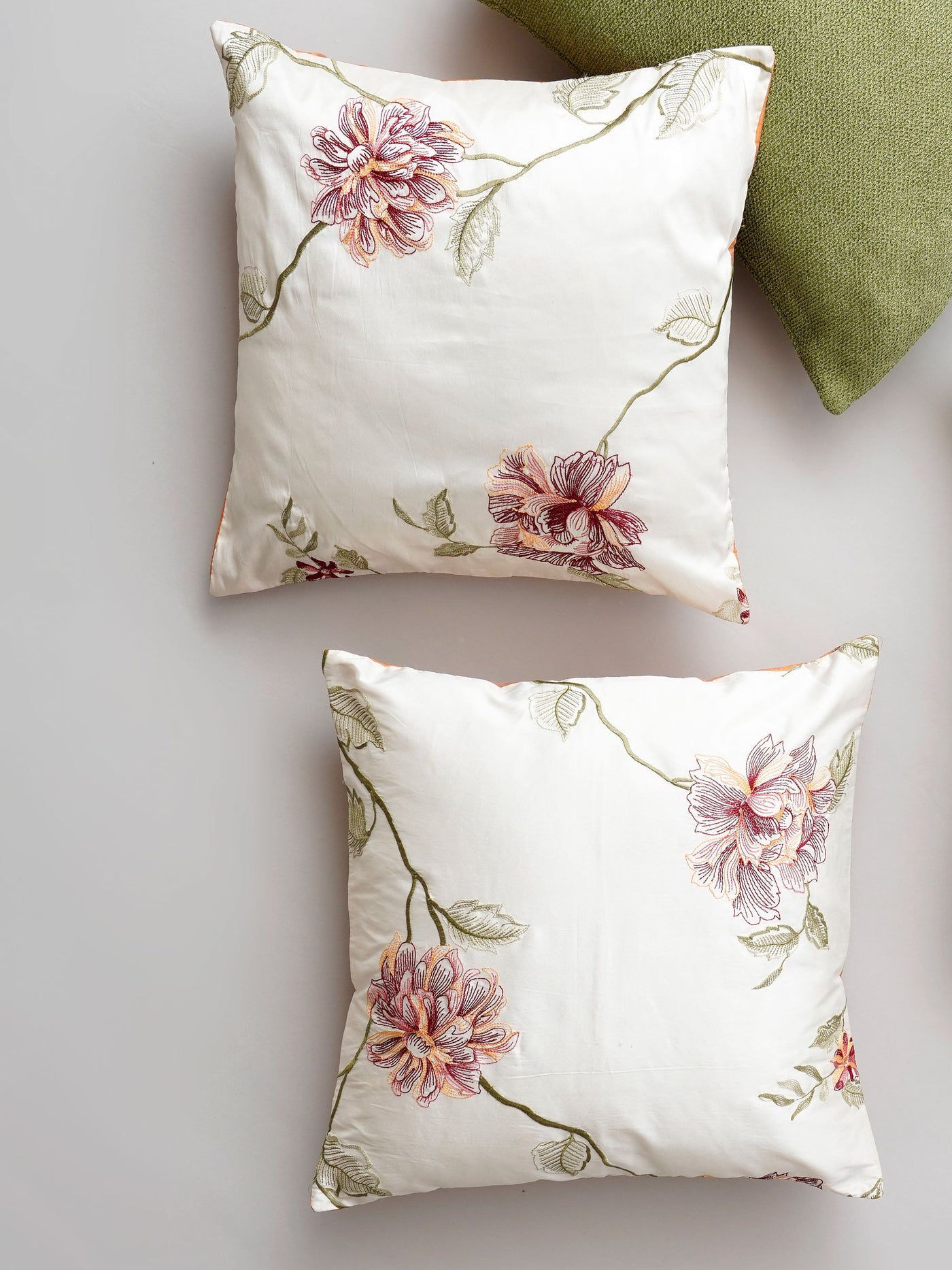 Autumn Bloom Embroidered Cushion