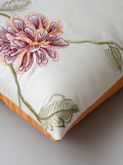 Autumn Bloom Embroidered Cushion