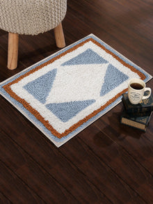 Azure Embroidered Bath Rug
