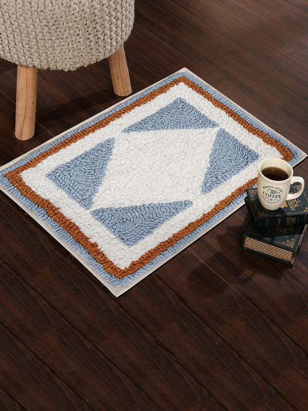Azure Embroidered Bath Rug
