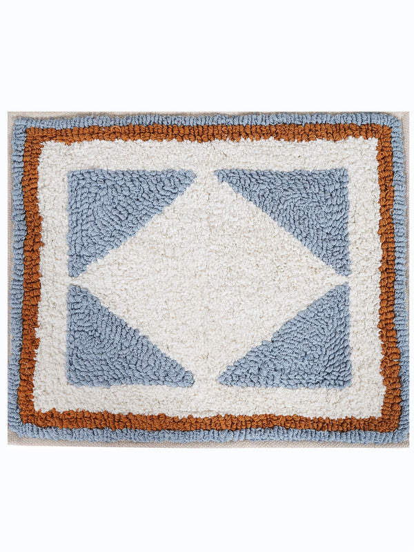 Azure Embroidered Bath Rug