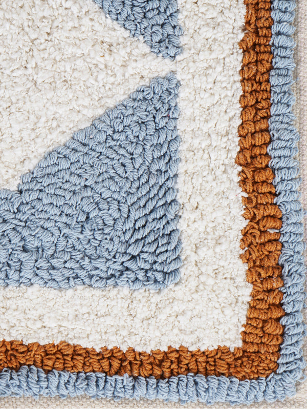 Azure Embroidered Bath Rug