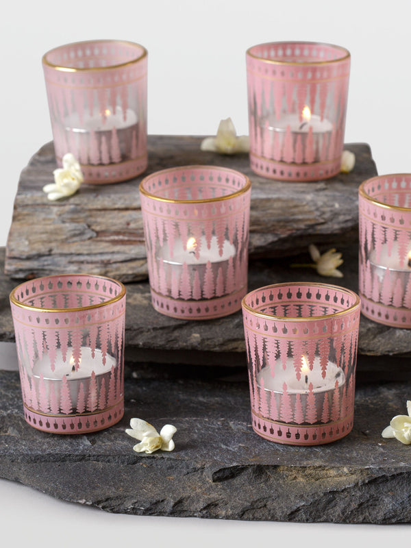 Bel Buta Lilac Glass Votive Set Of 6