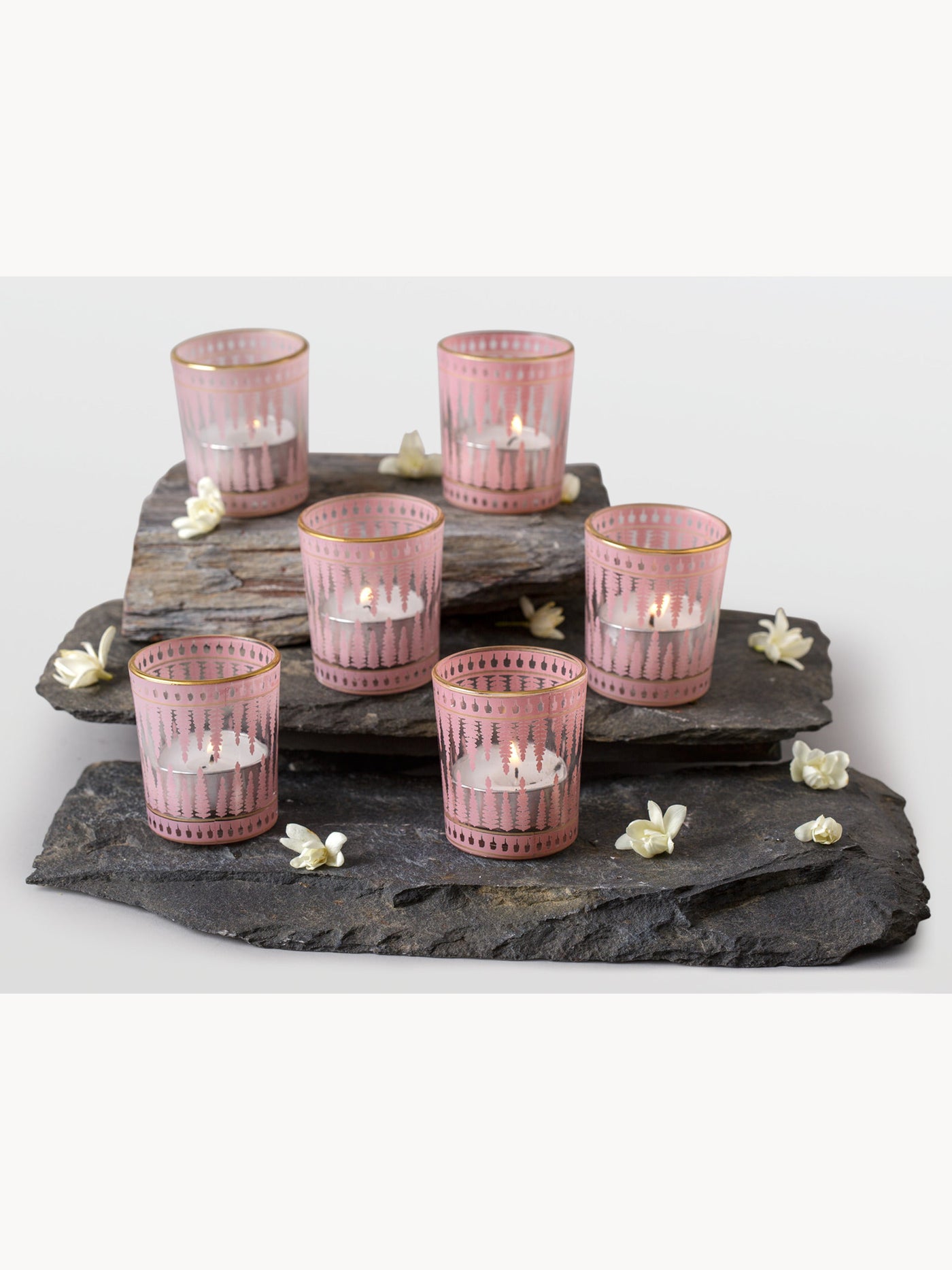 Bel Buta Lilac Glass Votive Set Of 6