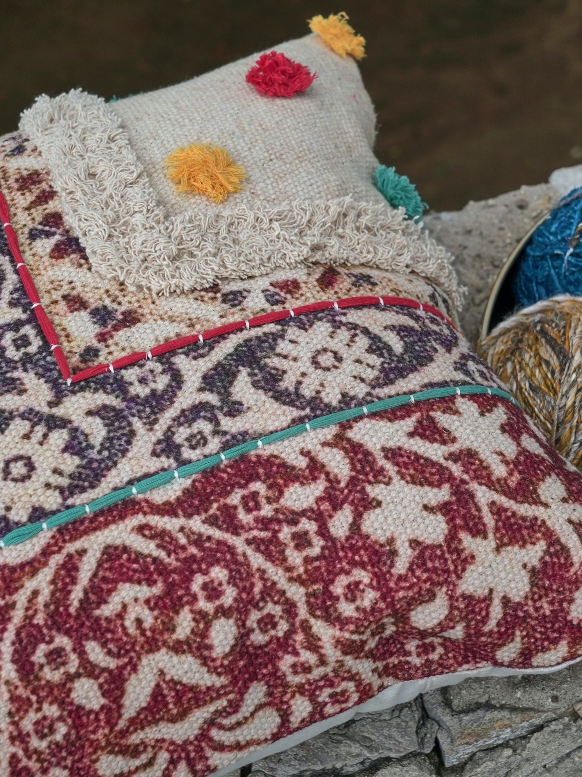 Embroidered Cotton Cushion Cover - Berh