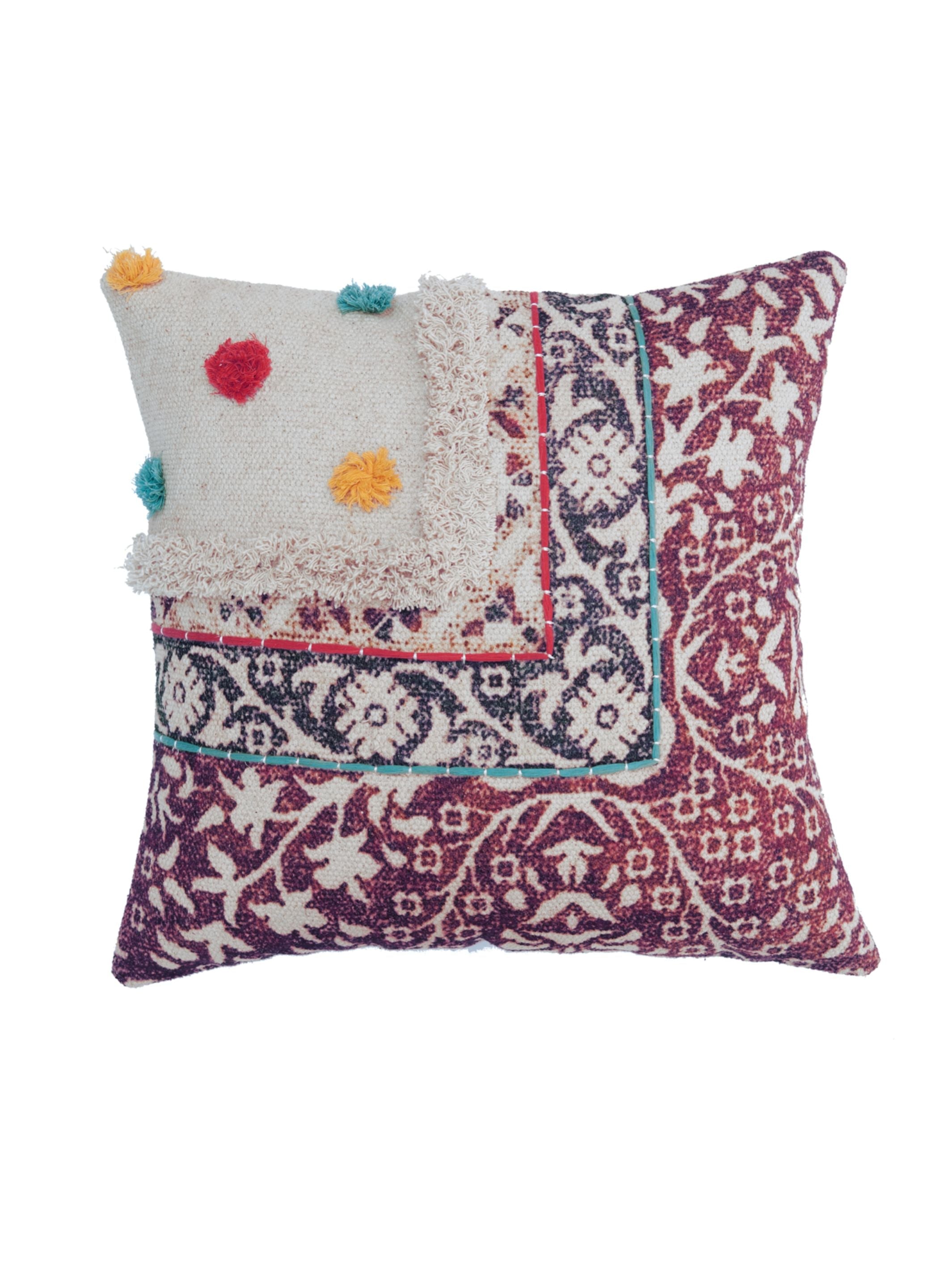 Embroidered Cotton Cushion Cover - Berh