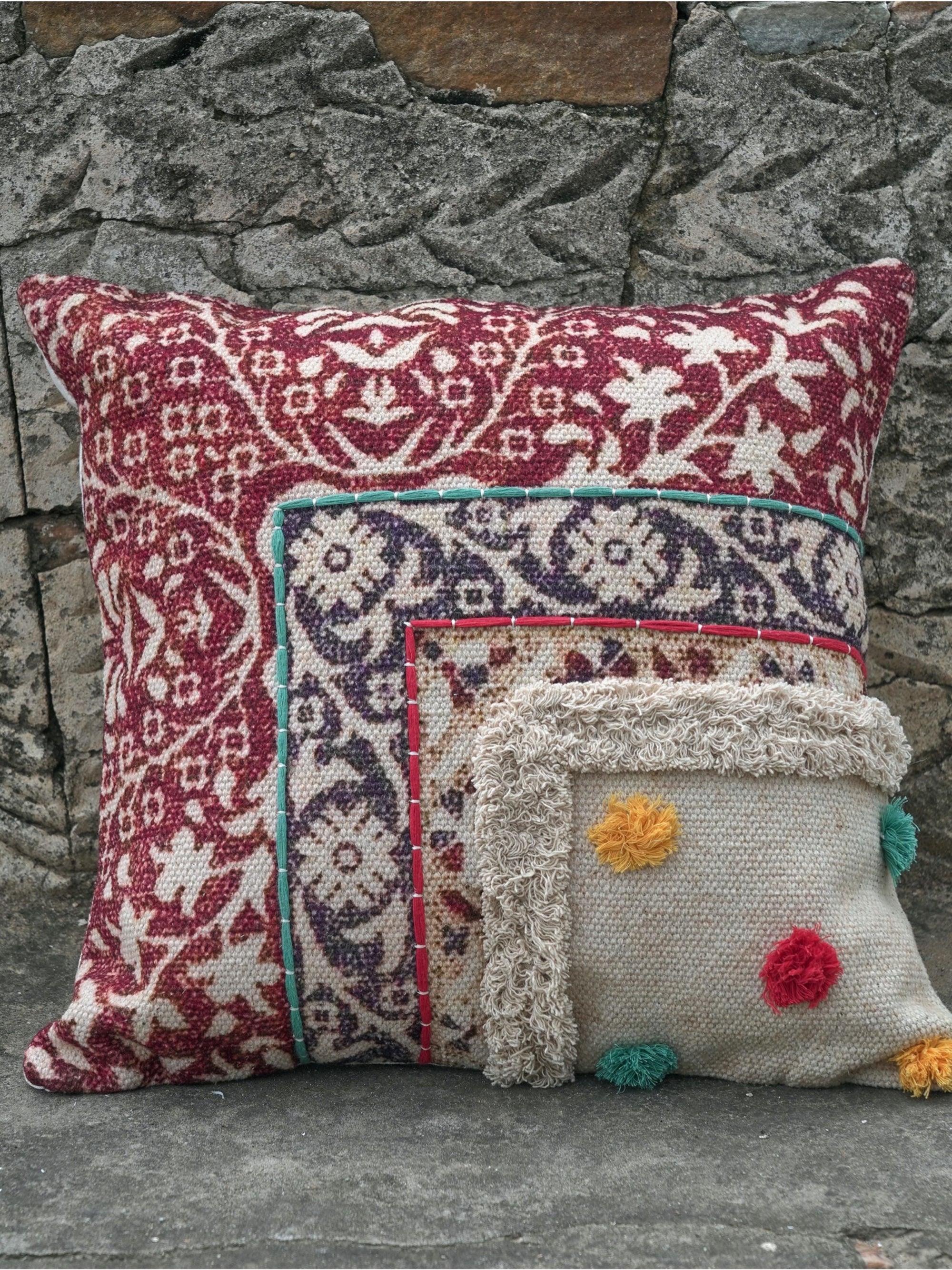 Embroidered Cotton Cushion Cover - Berh