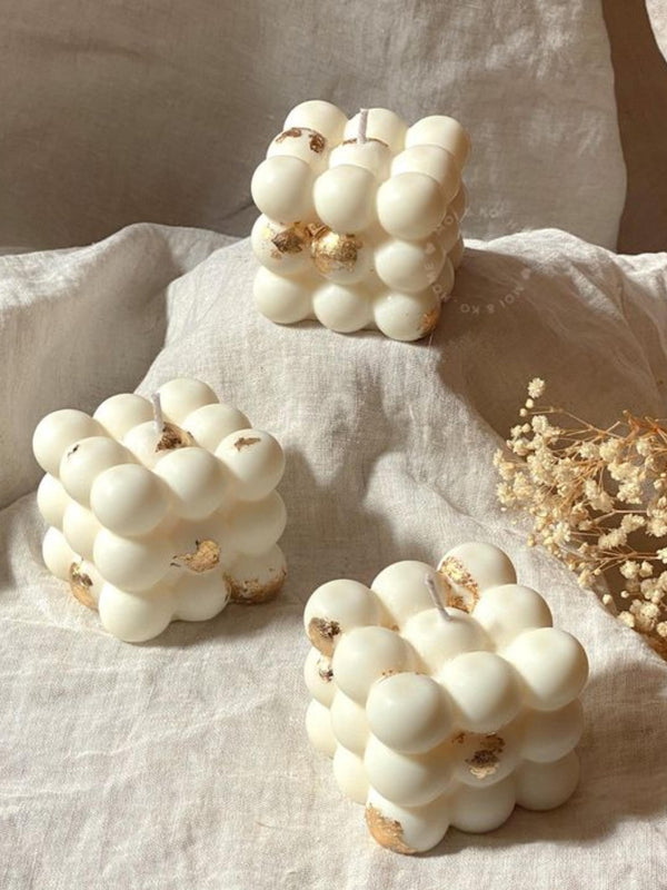 Big Bubble Candle with Gold foil set of 2