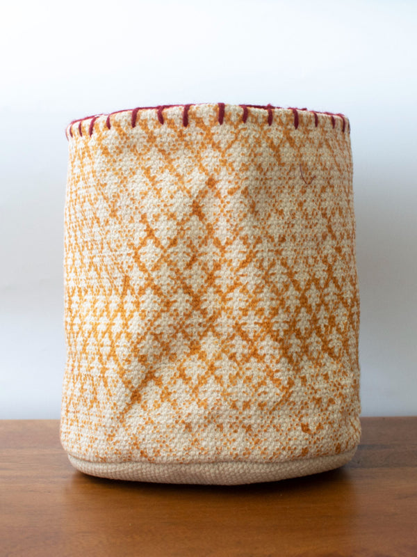 Block Printed Durrie Storage Basket Medium
