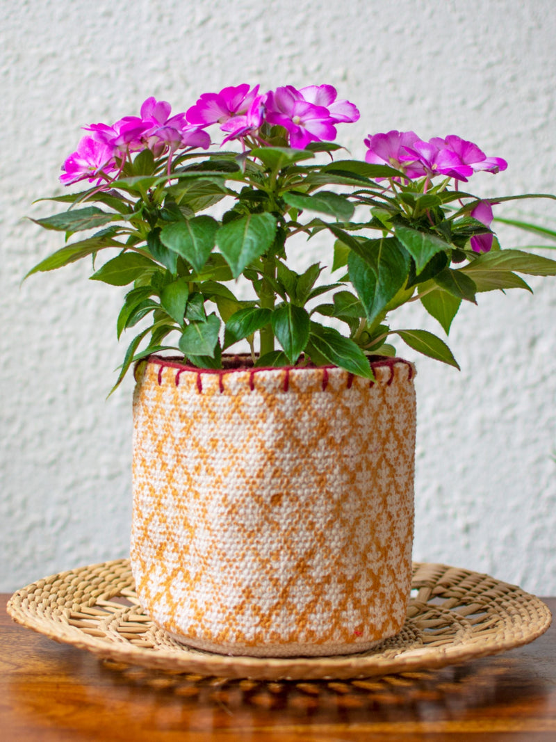 Block Printed Durrie Storage Basket