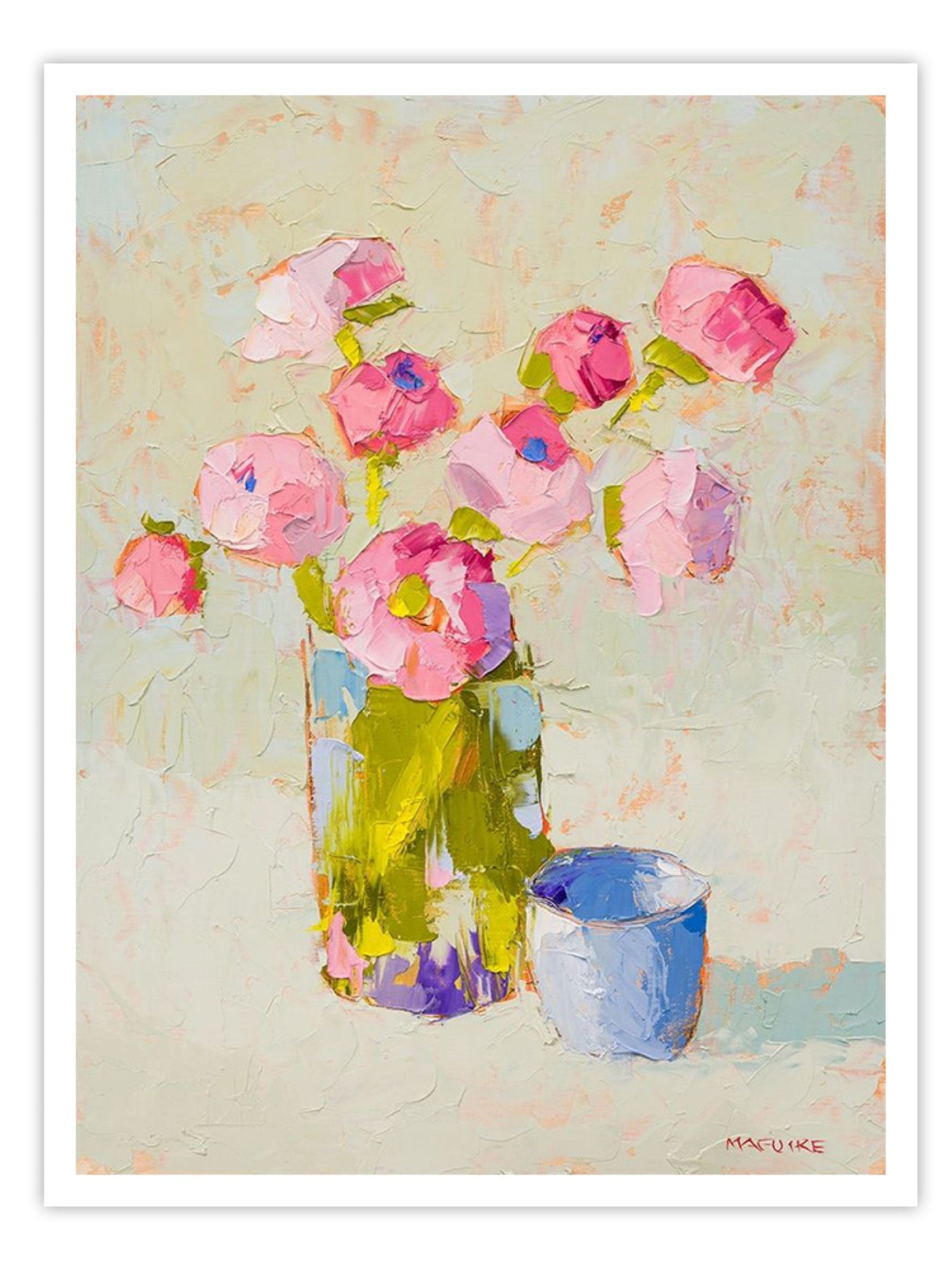 Bouquet With Blue Cup - Wall Prints