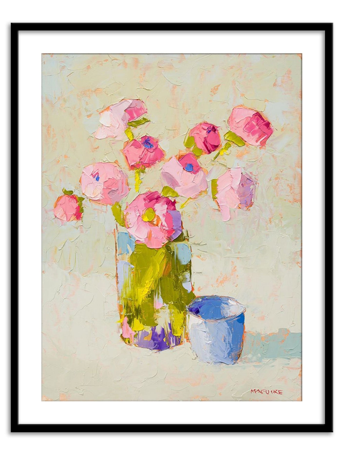 Bouquet With Blue Cup - Wall Prints