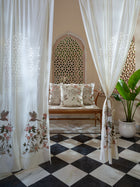 Cushion Cover - Bulbul White Quilted Embroidered