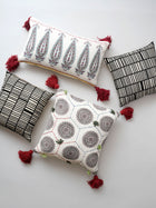 Cushion Cover - Burgundy Block Print