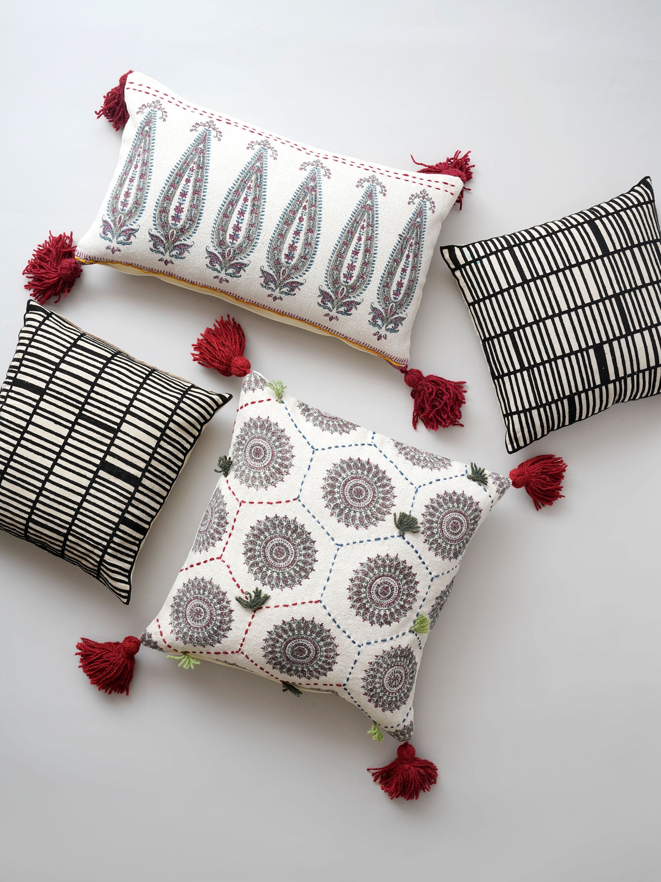 Cushion Cover - Burgundy Block Print