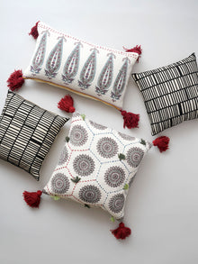 Cushion Cover - Burgundy Block Print
