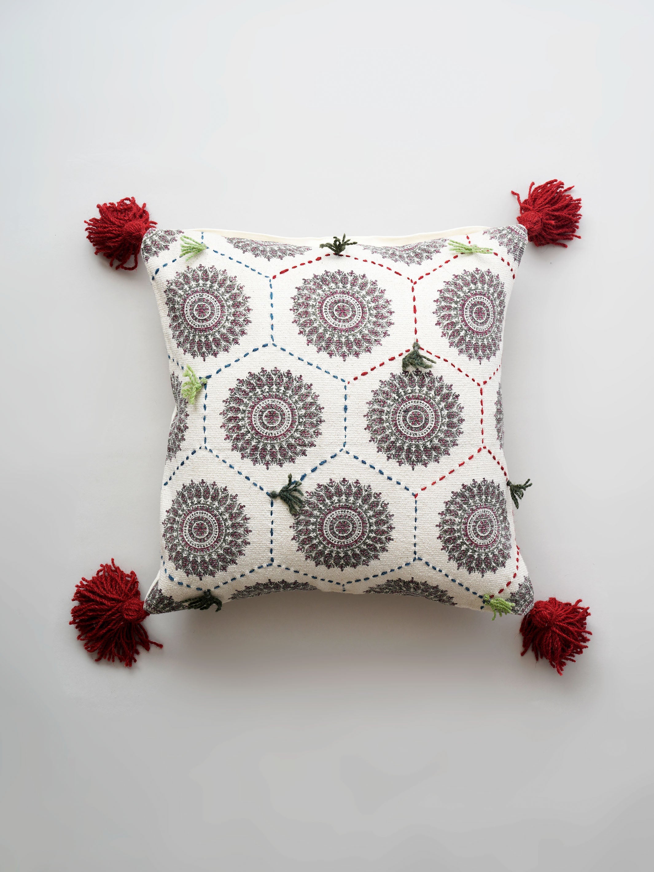 Cushion Cover - Burgundy Block Print