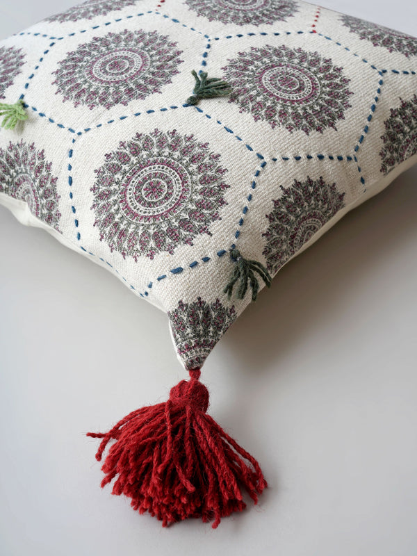 Cushion Cover - Burgundy Block Print