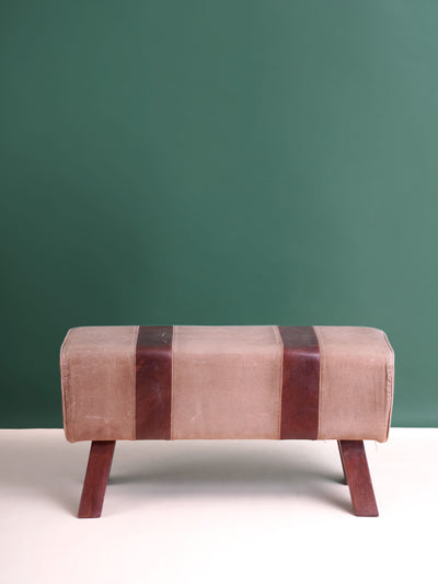 Canvas & Leather Tufted Bench