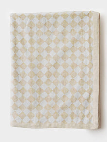 Linen Bedspread - Checker Beige