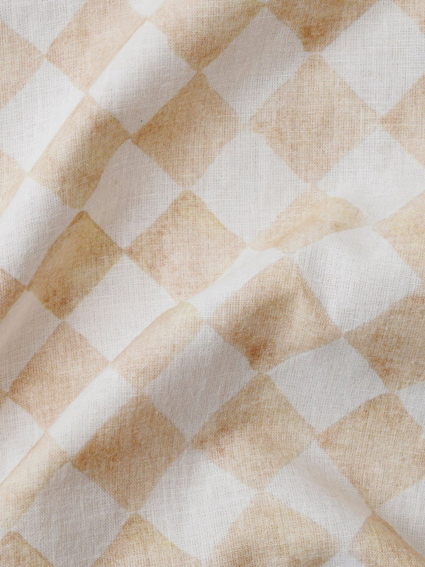 Linen Bedspread - Checker Beige