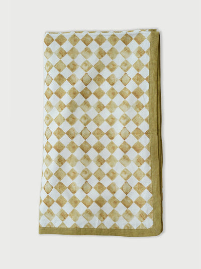 Checker Ochre Linen Bedspread