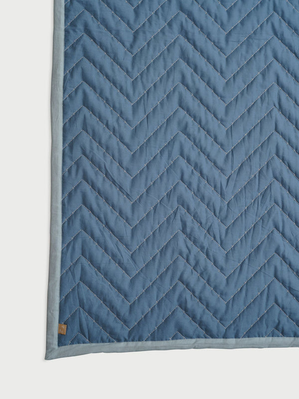Quilted Bedding Set - Chevron Blue